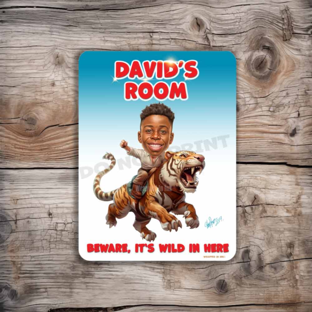 Boy Riding a Tiger Caricature