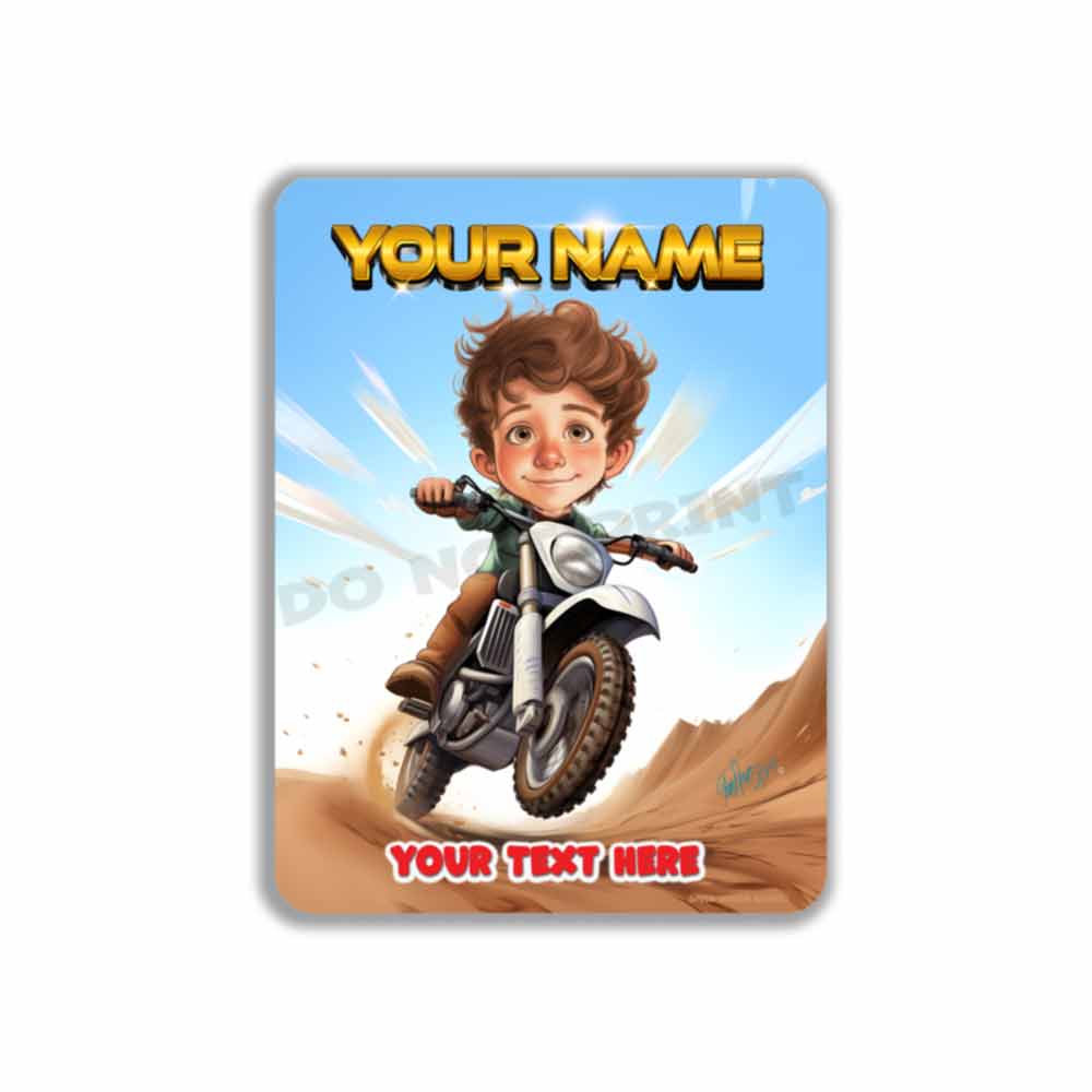 Dirt Bike Caricature from Photo - Custom Text