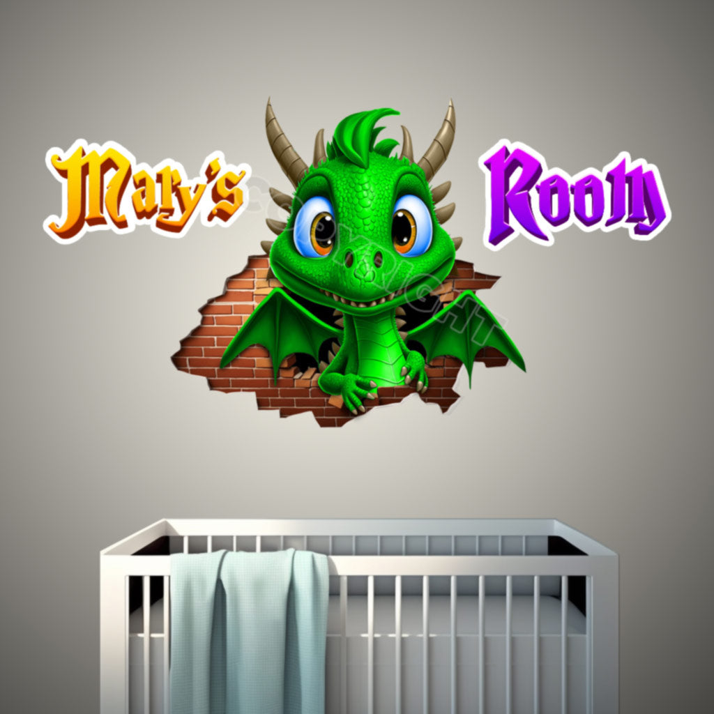 Dragon Personalized Kids Room Wall Decal