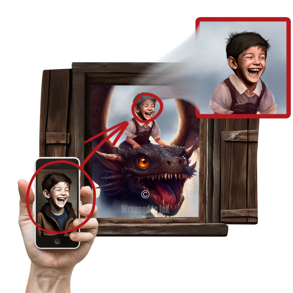 Personalized Kid Riding a Dragon Wall Decals