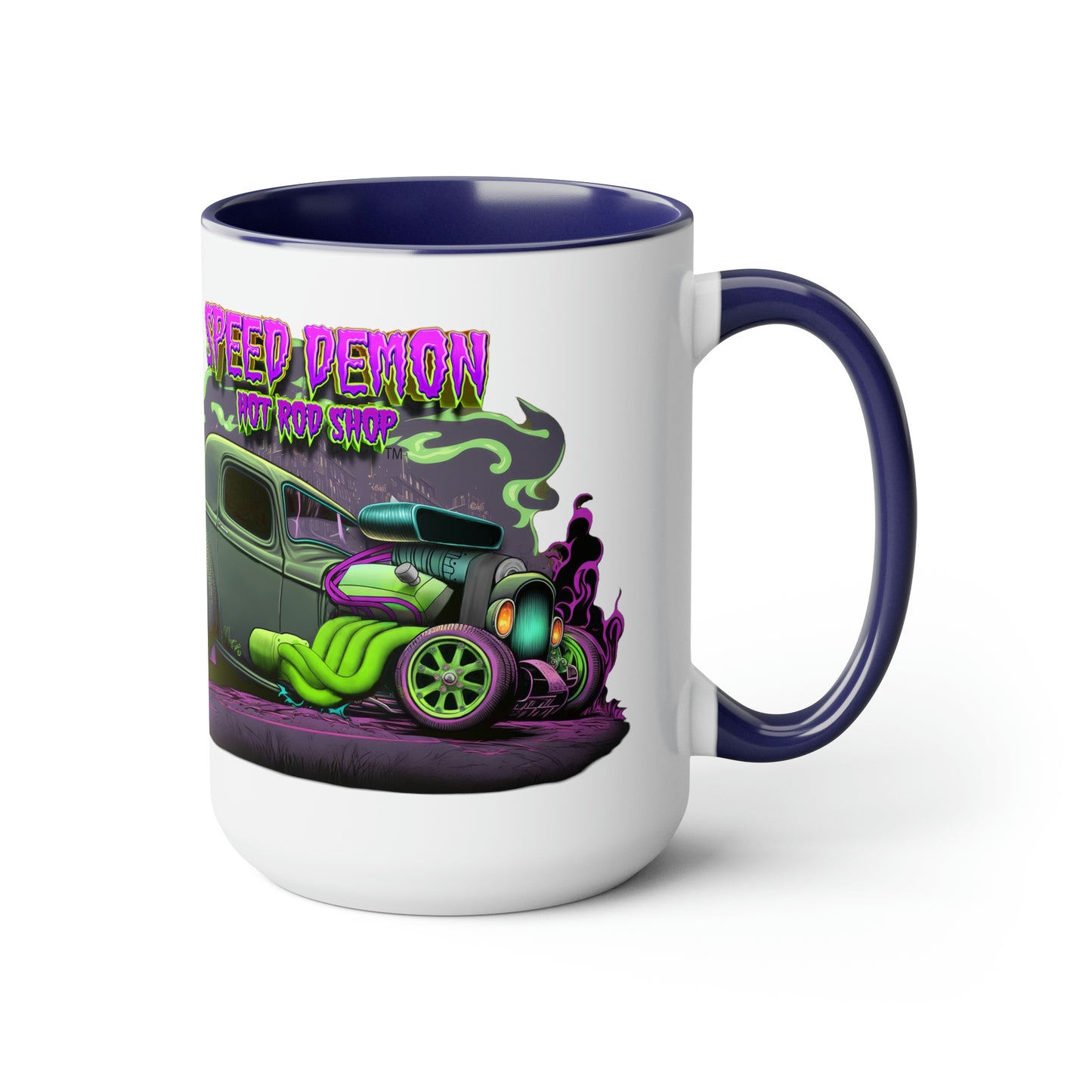 32 Ford Pink & Green Rat Rod - Speed Demon Hot Rod Shop Accent Coffee Mug 15oz