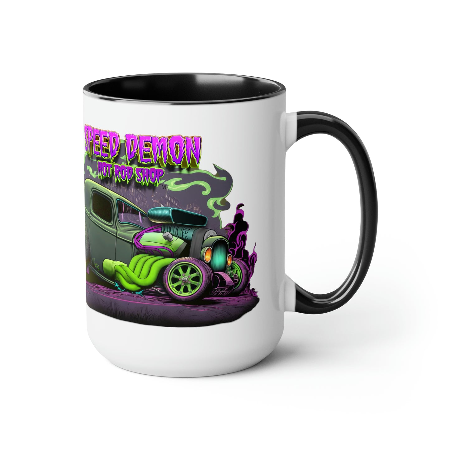 32 Ford Pink & Green Rat Rod - Speed Demon Hot Rod Shop Accent Coffee Mug 15oz