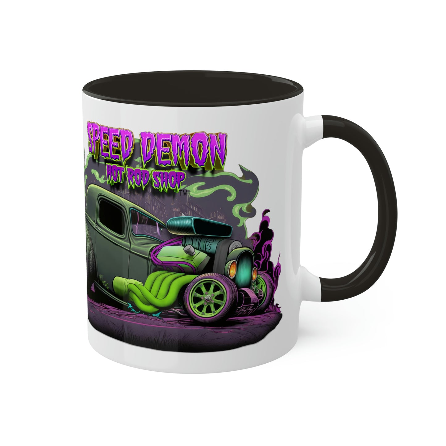 32 Ford Pink & Green Rat Rod - Speed Demon Hot Rod Shop Accent Coffee Mug 11oz