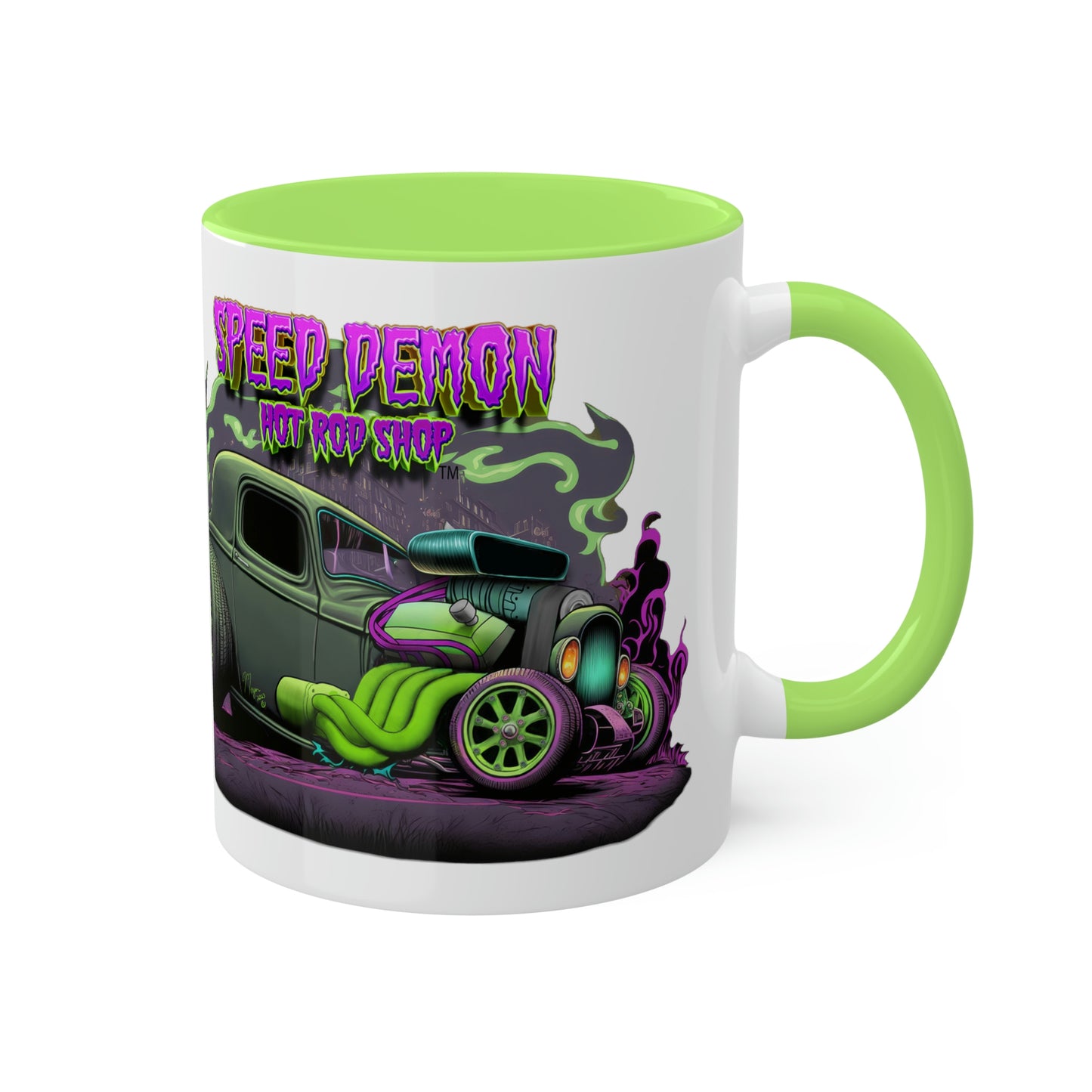32 Ford Pink & Green Rat Rod - Speed Demon Hot Rod Shop Accent Coffee Mug 11oz