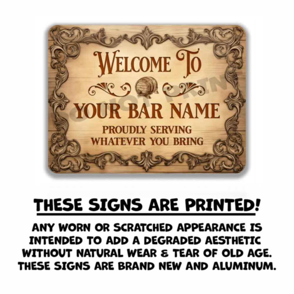Customized Vintage Etched Wood Sign - Vintage Pub Sign Classic Wall Art Metal Sign 12" x 9”