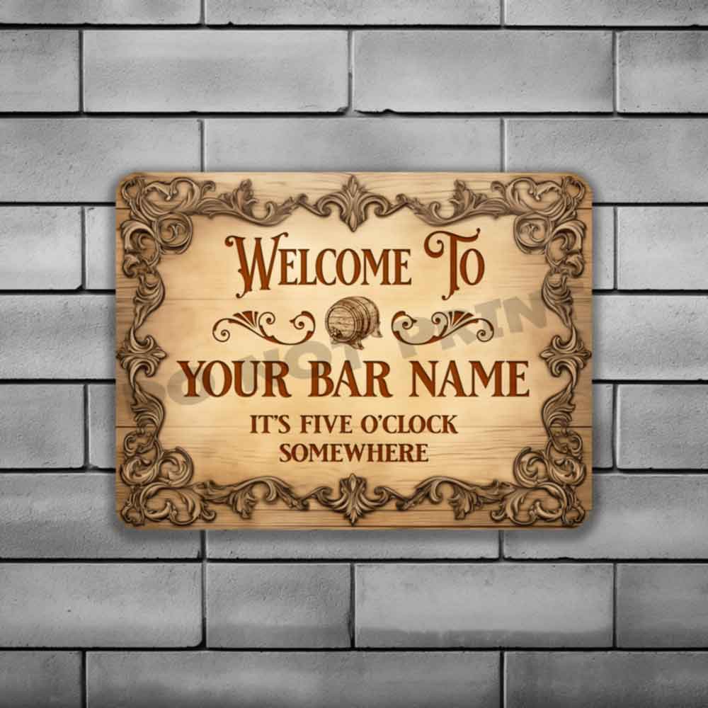 Customized Vintage Etched Wood Sign - Vintage Pub Sign Classic Wall Art Metal Sign 12" x 9”