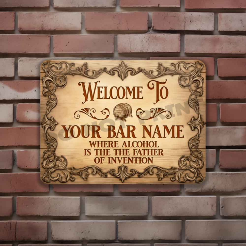 Customized Vintage Etched Wood Sign - Vintage Pub Sign Classic Wall Art Metal Sign 12" x 9”