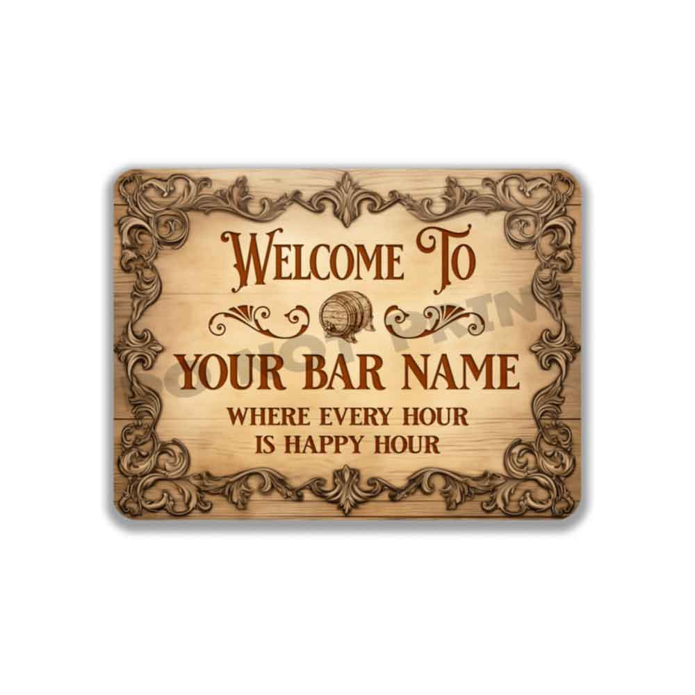 Customized Vintage Etched Wood Sign - Vintage Pub Sign Classic Wall Art Metal Sign 12" x 9”