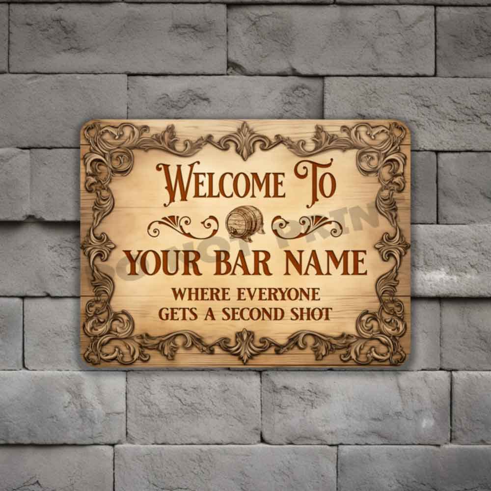 Customized Vintage Etched Wood Sign - Vintage Pub Sign Classic Wall Art Metal Sign 12" x 9”