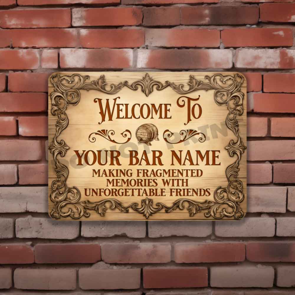Customized Vintage Etched Wood Sign - Vintage Pub Sign Classic Wall Art Metal Sign 12" x 9”