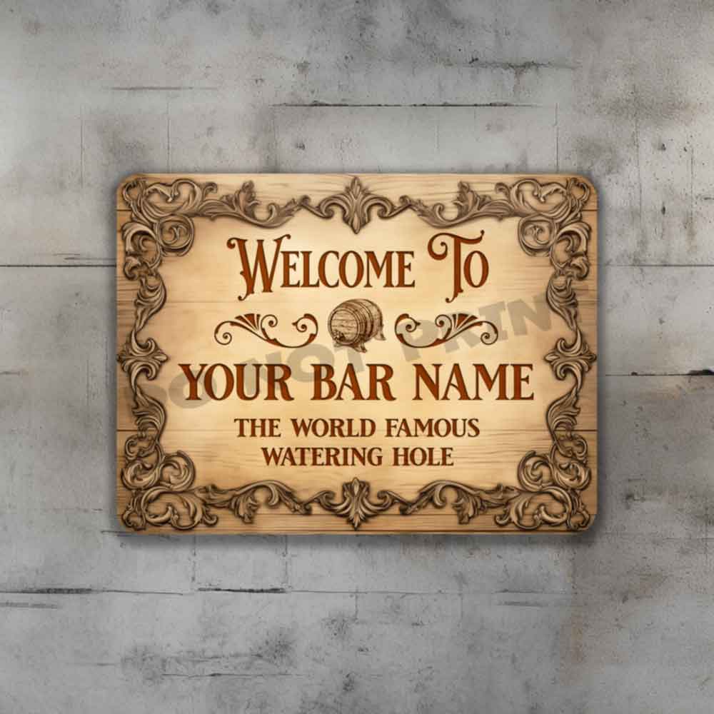 Customized Vintage Etched Wood Sign - Vintage Pub Sign Classic Wall Art Metal Sign 12" x 9”