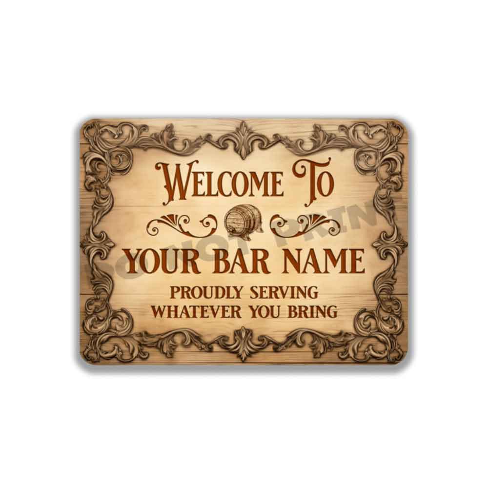 Customized Vintage Etched Wood Sign - Vintage Pub Sign Classic Wall Art Metal Sign 12" x 9”