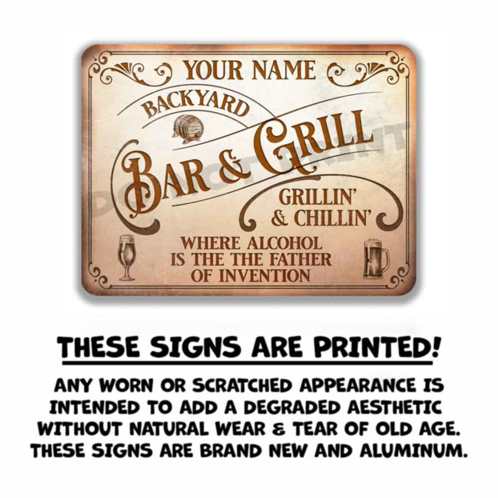 Custom Bar Sign Vintage Rusty White Metal Sign - Vintage Pub Sign Classic Wall Art Metal Sign 12" x 9”