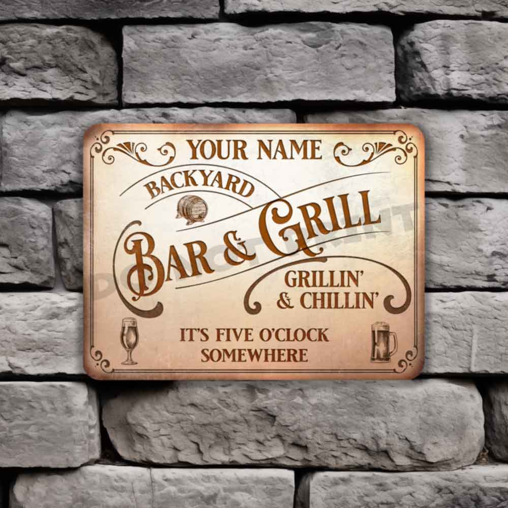 Custom Bar Sign Vintage Rusty White Metal Sign - Vintage Pub Sign Classic Wall Art Metal Sign 12" x 9”