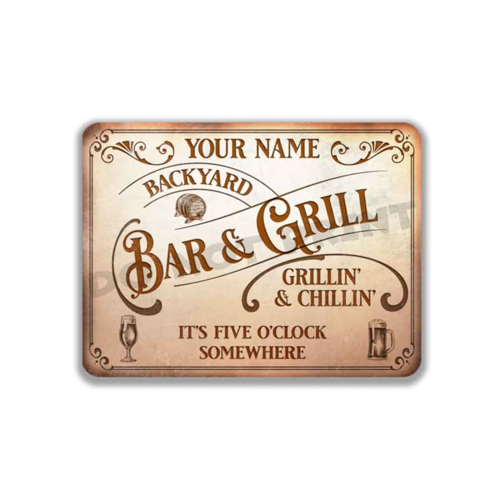 Custom Bar Sign Vintage Rusty White Metal Sign - Vintage Pub Sign Classic Wall Art Metal Sign 12" x 9β