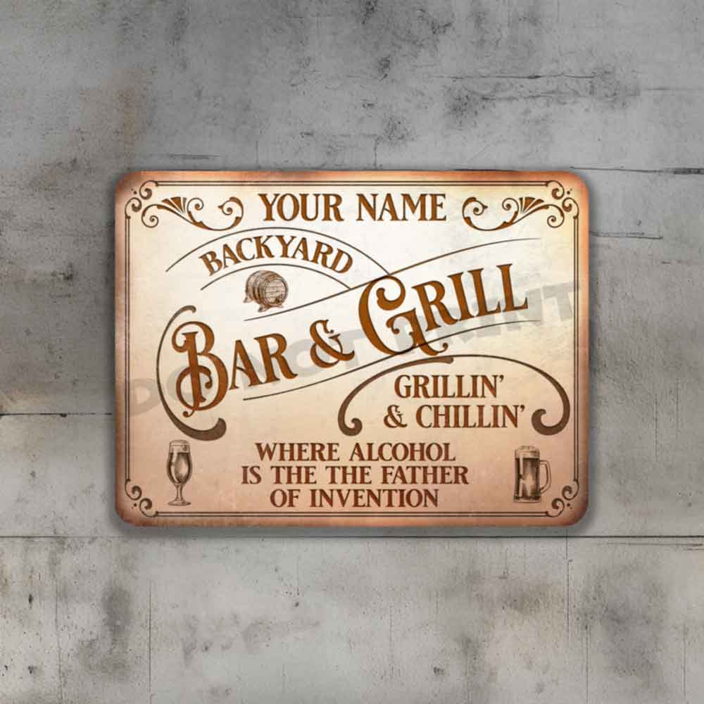 Custom Bar Sign Vintage Rusty White Metal Sign - Vintage Pub Sign Classic Wall Art Metal Sign 12" x 9”