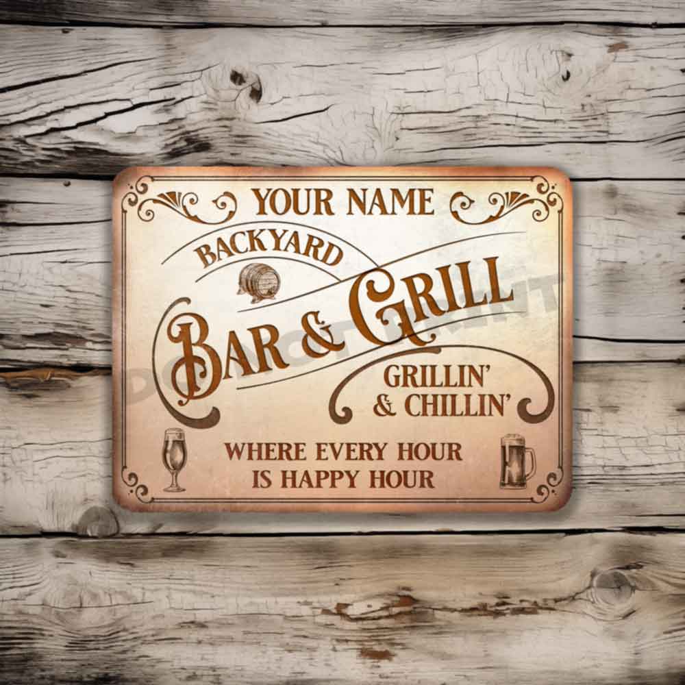 Custom Bar Sign Vintage Rusty White Metal Sign - Vintage Pub Sign Classic Wall Art Metal Sign 12" x 9”