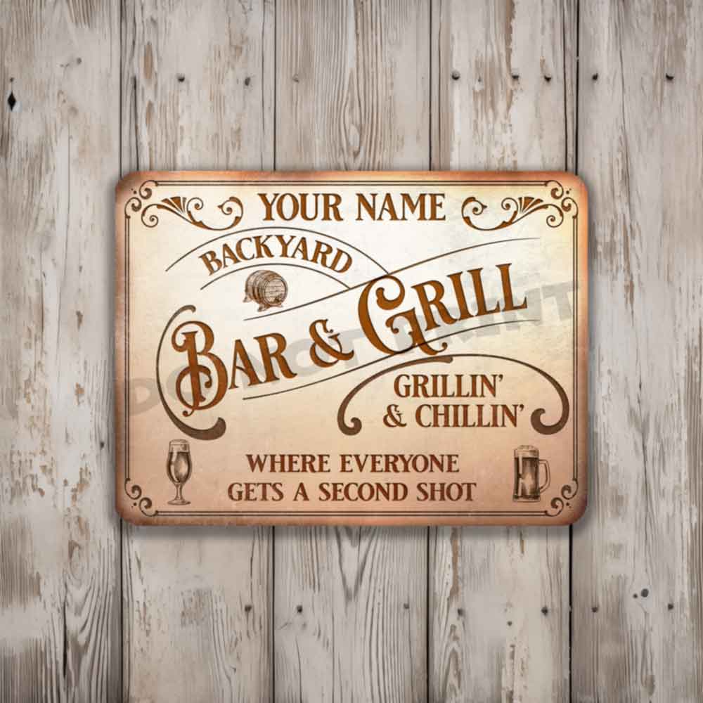 Custom Bar Sign Vintage Rusty White Metal Sign - Vintage Pub Sign Classic Wall Art Metal Sign 12" x 9β