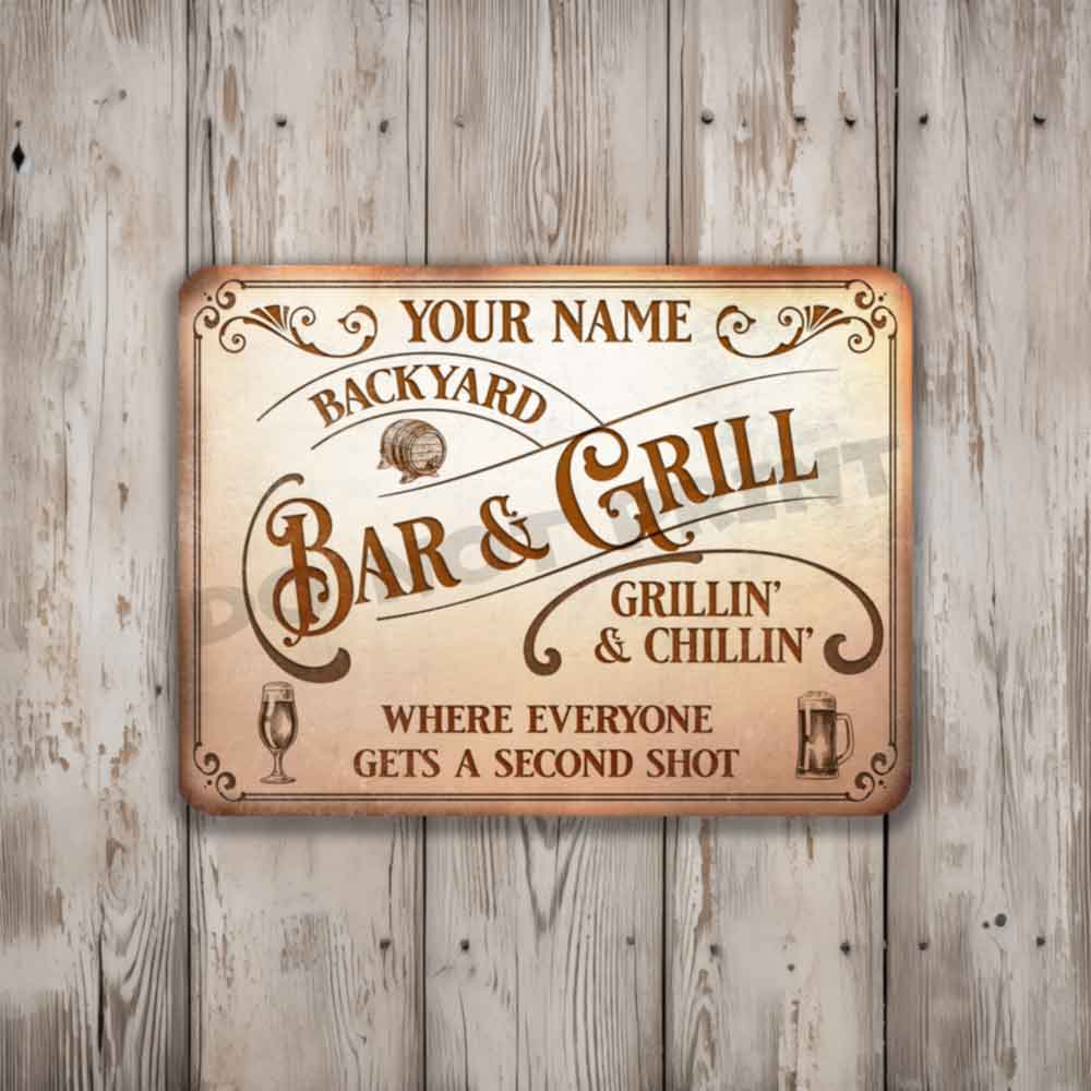 Custom Bar Sign Vintage Rusty White Metal Sign - Vintage Pub Sign Classic Wall Art Metal Sign 12" x 9”