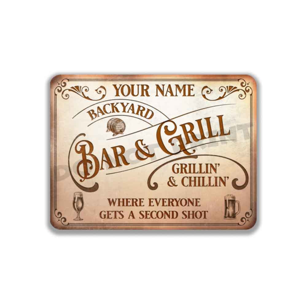 Custom Bar Sign Vintage Rusty White Metal Sign - Vintage Pub Sign Classic Wall Art Metal Sign 12" x 9”