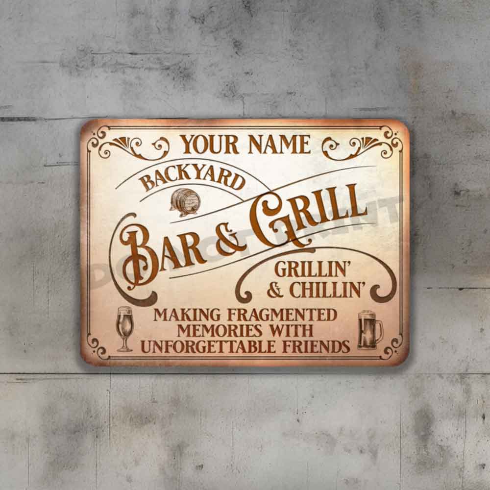 Custom Bar Sign Vintage Rusty White Metal Sign - Vintage Pub Sign Classic Wall Art Metal Sign 12" x 9”