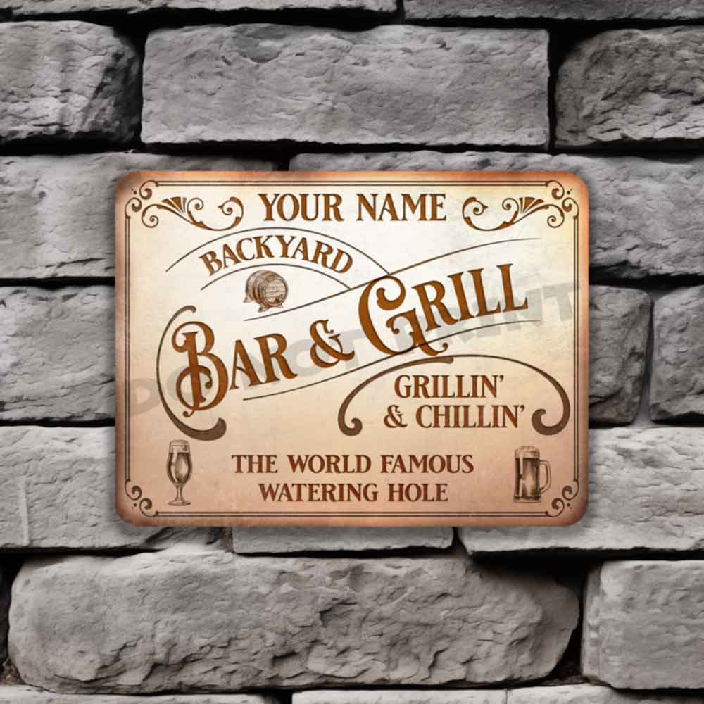 Custom Bar Sign Vintage Rusty White Metal Sign - Vintage Pub Sign Classic Wall Art Metal Sign 12" x 9”