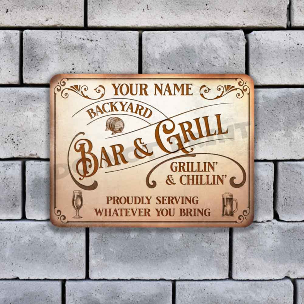 Custom Bar Sign Vintage Rusty White Metal Sign - Vintage Pub Sign Classic Wall Art Metal Sign 12" x 9”