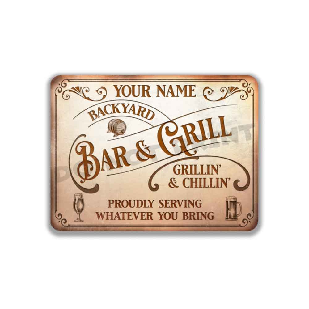 Custom Bar Sign Vintage Rusty White Metal Sign - Vintage Pub Sign Classic Wall Art Metal Sign 12" x 9β