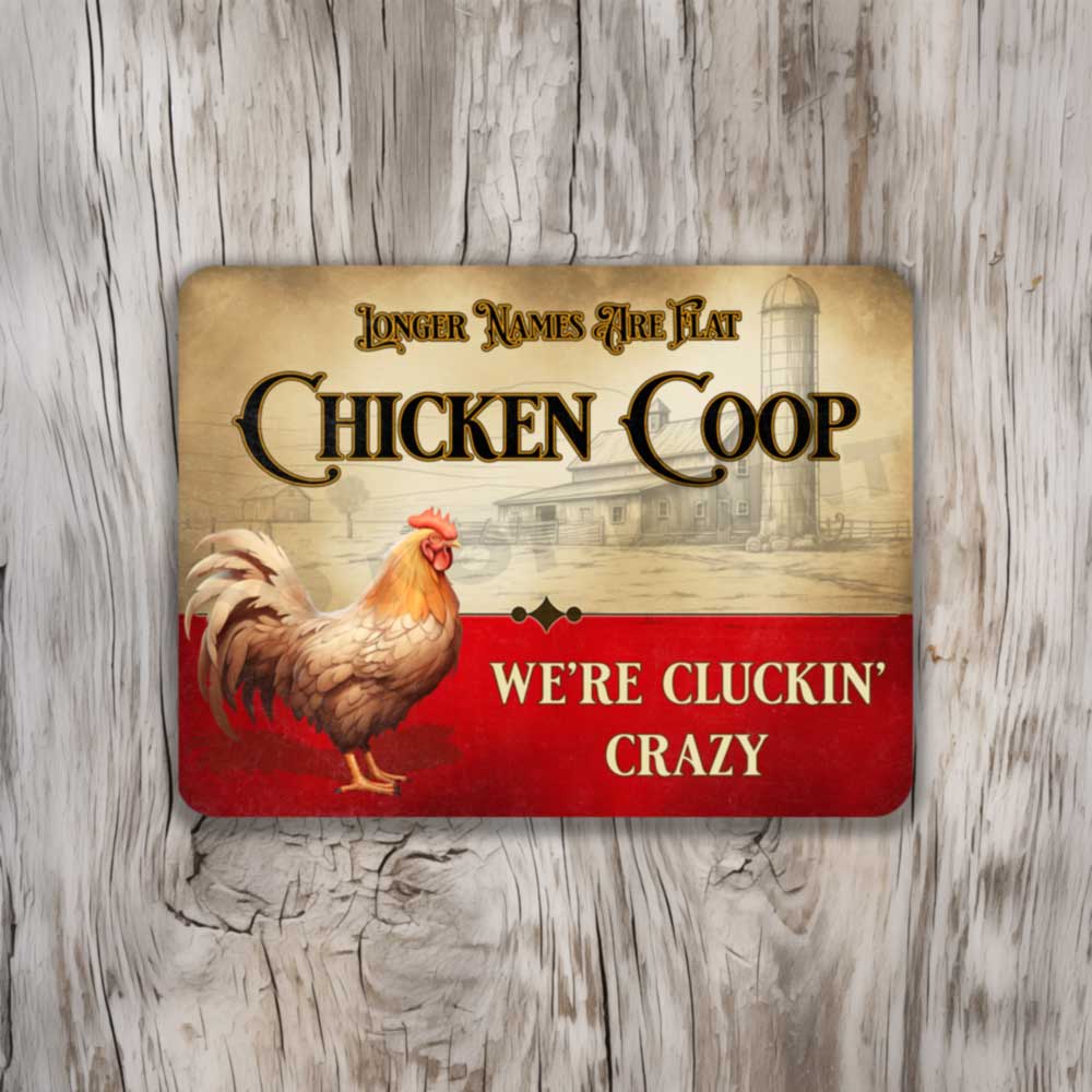 Personalized Red and White Chicken Coop Sign 