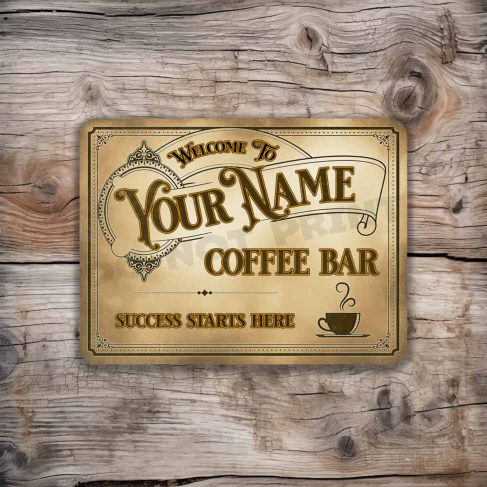 Personalized Coffee Bar Sign Vintage Old Light Café Metal Sign Success Starts Here
