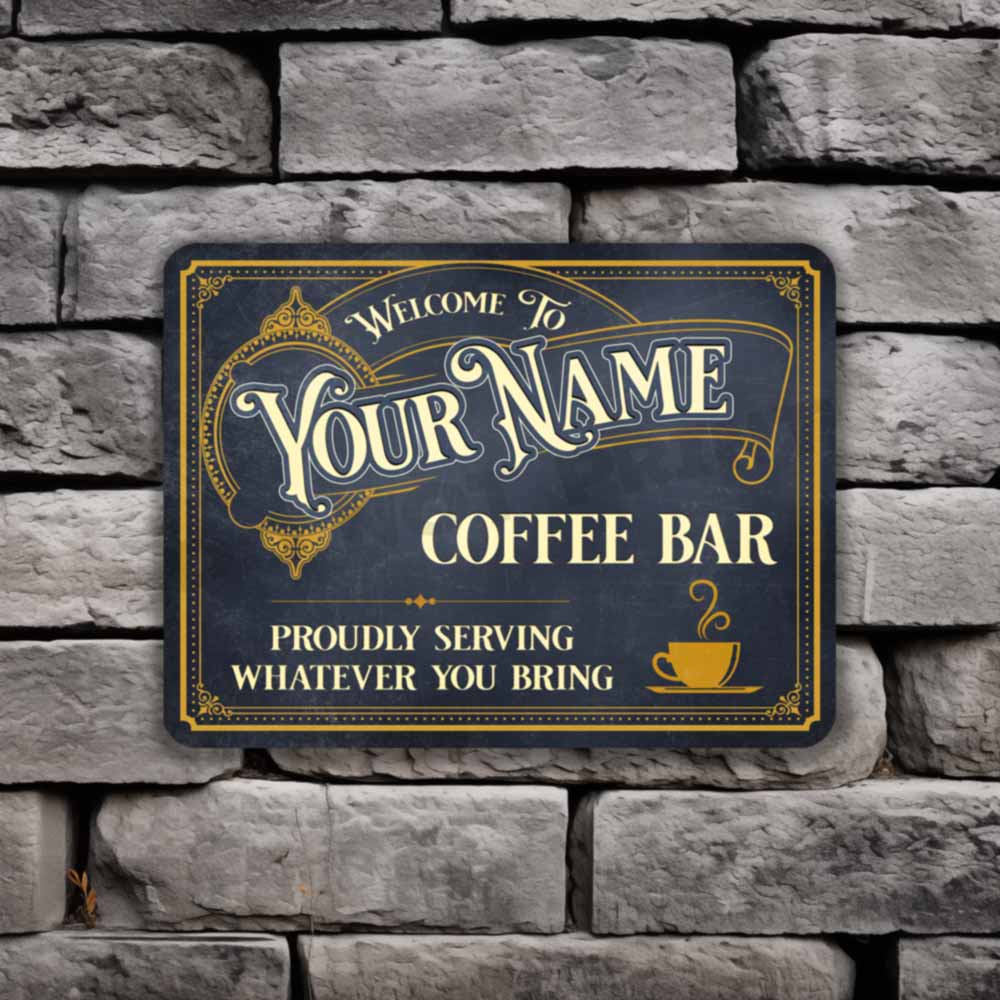Custom Vintage Coffee Bar Sign - Coffee Shop Sign Café Classic Wall Art Metal Sign 12" x 9”