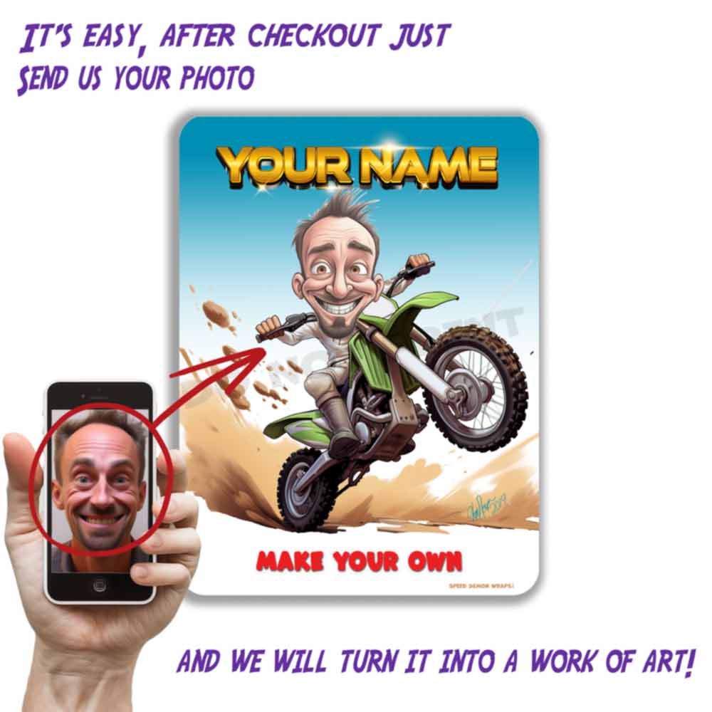 Dirt Bike Caricature Metal Sign Make your own caricature