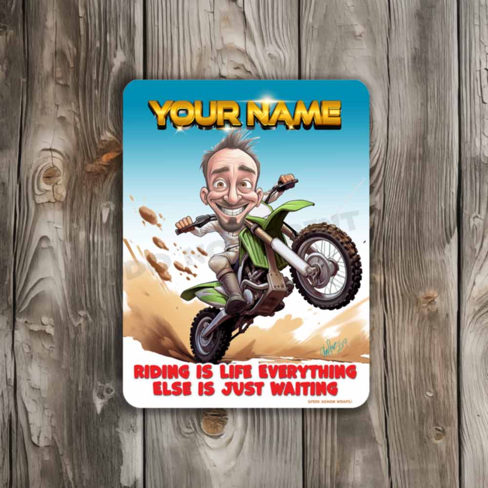  Dirt Bike Caricature Metal Sign everything else is waiting