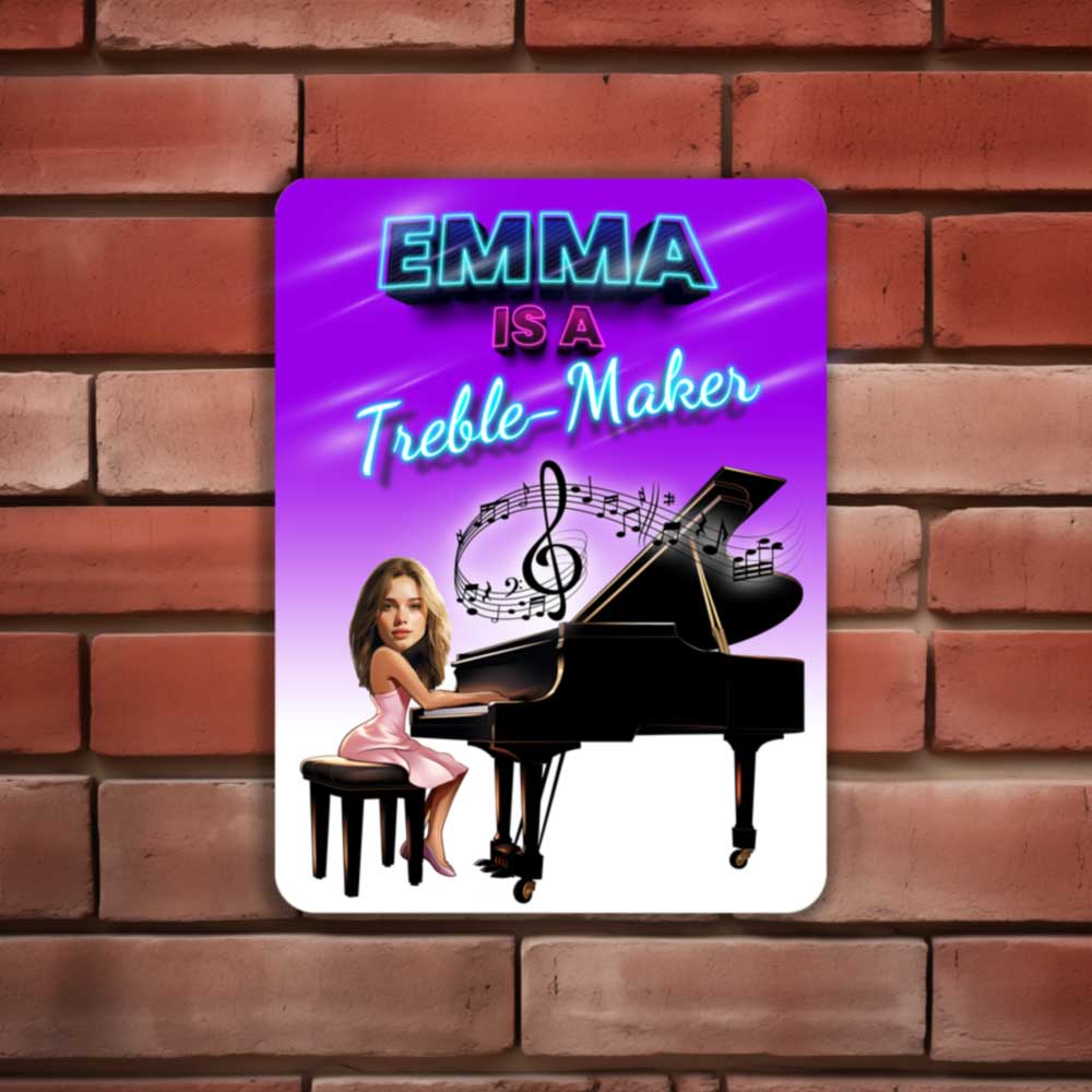 Custom Pianist Room Metal Sign Is A Treble Maker