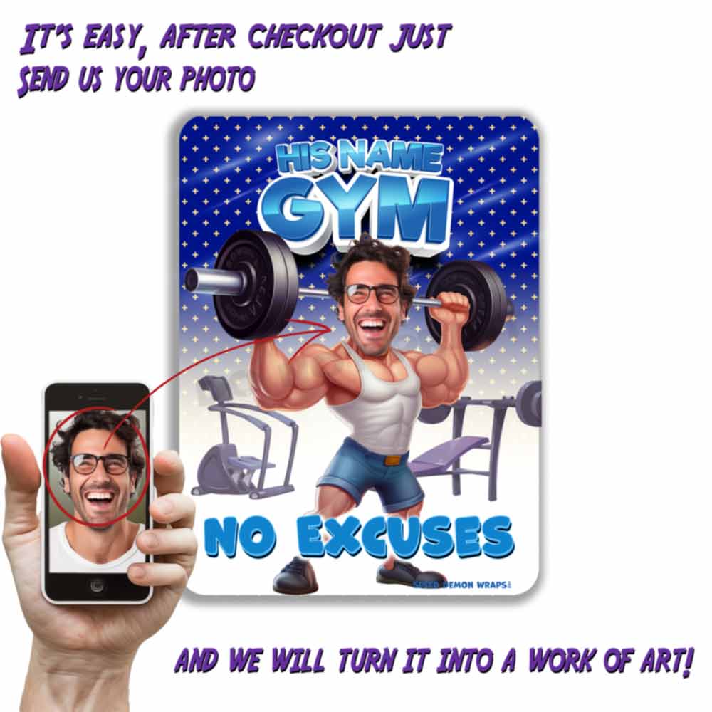 Personalized Gym Metal Sign HIS Portrait From Photo No Excuses