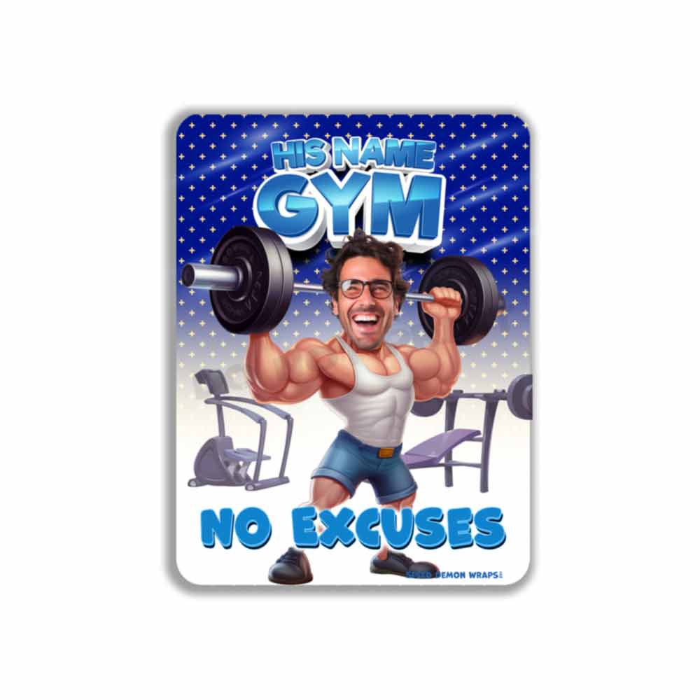 Personalized Gym Metal Sign HIS Caricature No Excuses