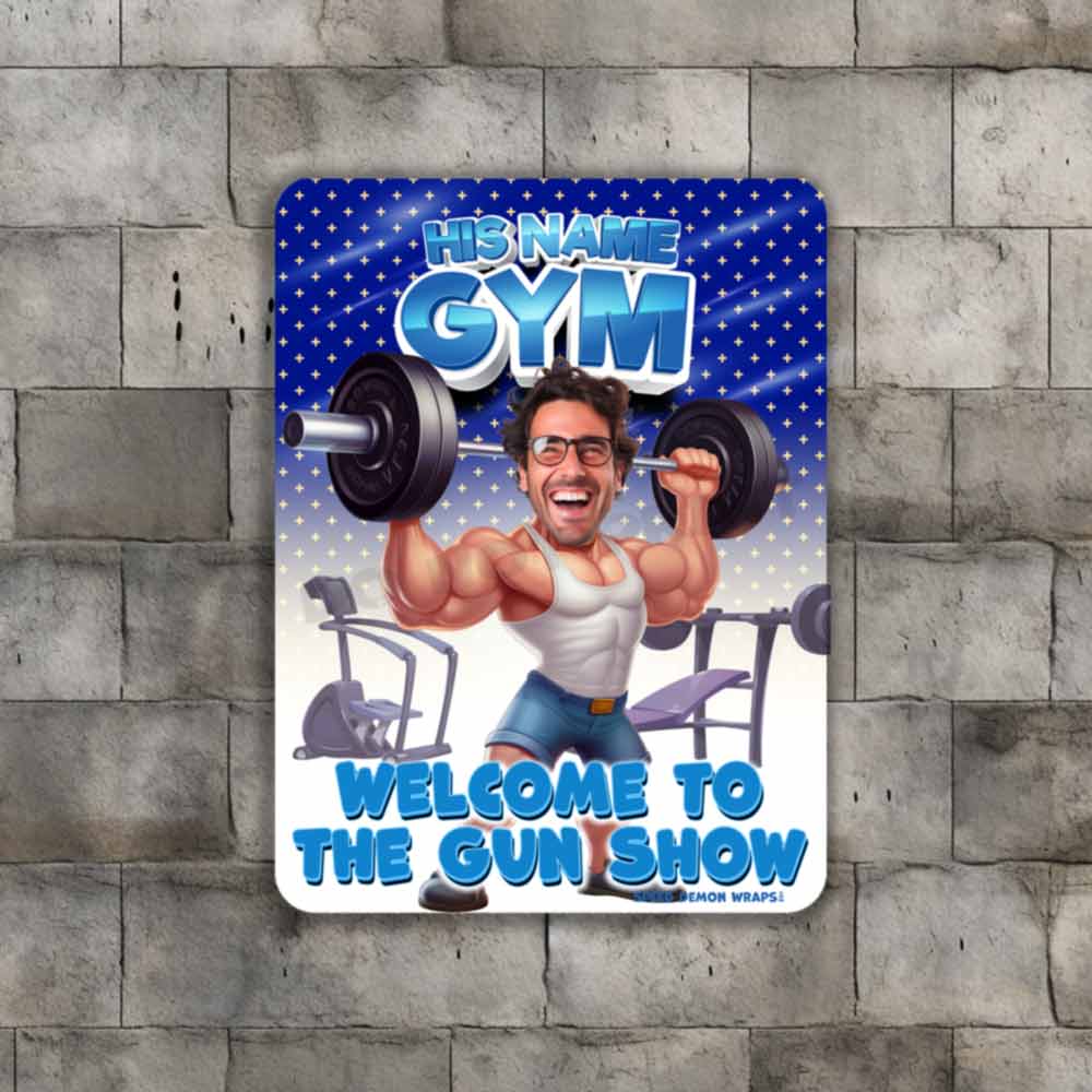 Personalized Gym Metal Sign HIS Portrait From Photo Welcome Gun Show