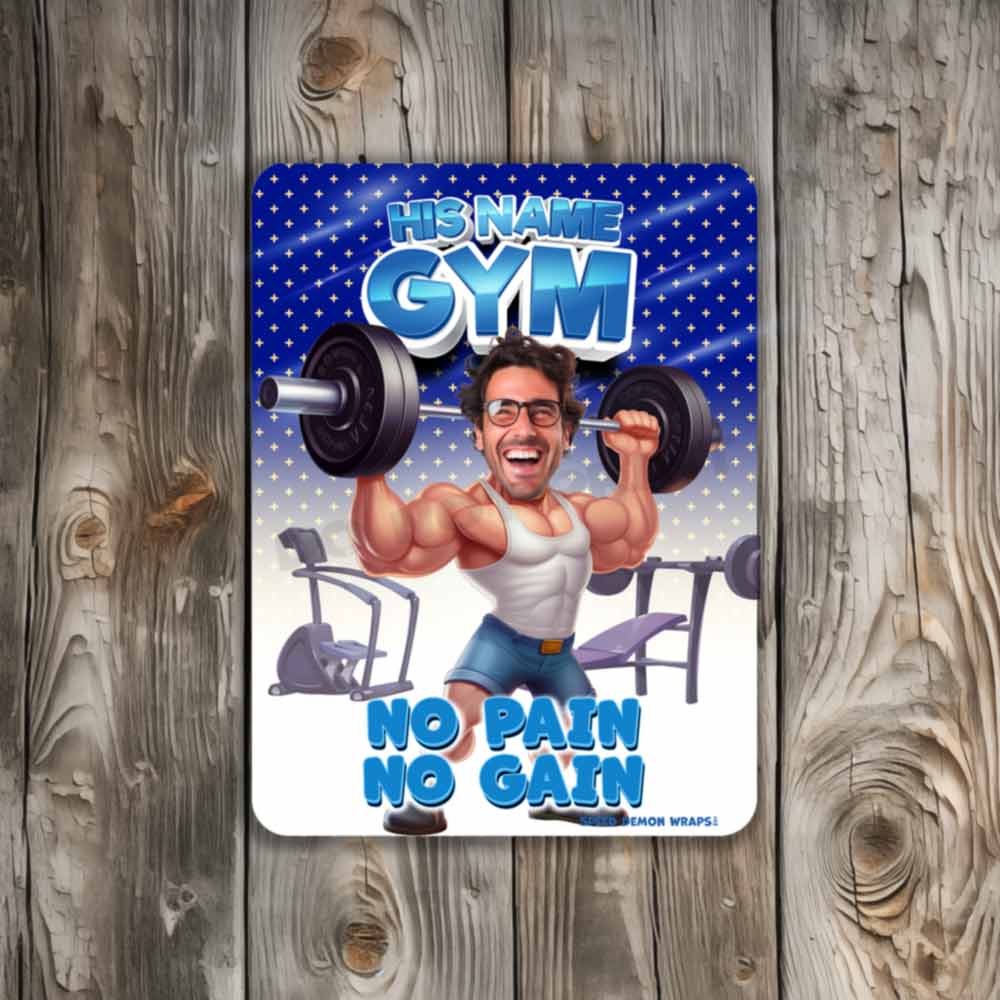 Personalized Gym Metal Sign HIS Portrait From Photo No Pain No Gain