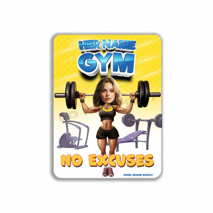 Custom Her Name Gym Portrait from Photo - No Excuses