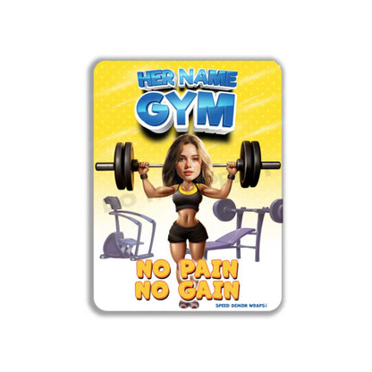 Custom Gym Metal Sign Portrait From Photo No Pain No Gain Caricature