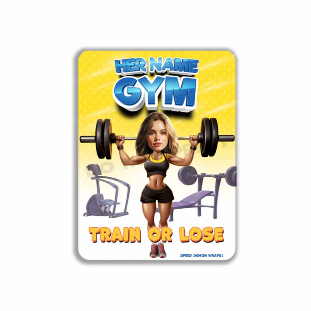Custom Gym Metal Sign Portrait From Photo Train or Lose Caricature