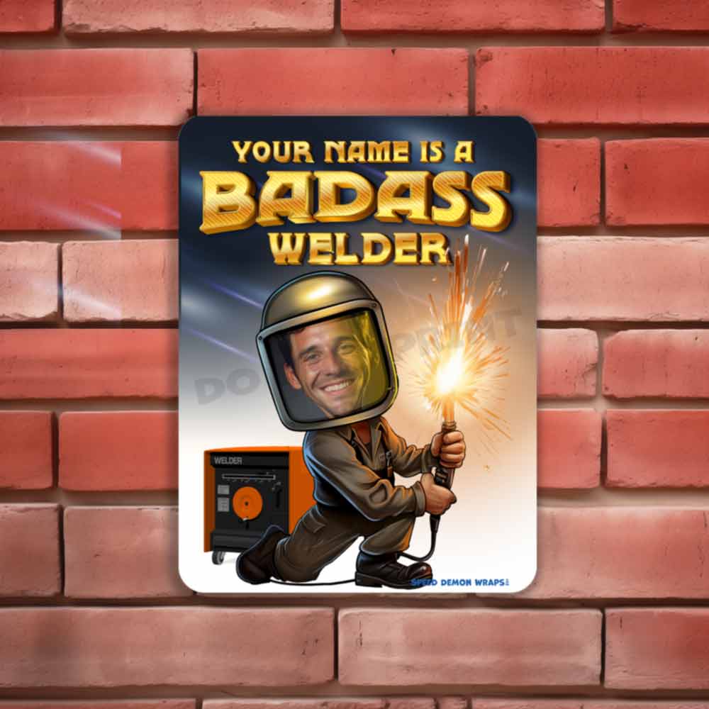 Customized Bad Ass Welder Metal Sign Portrait From Photo Custom