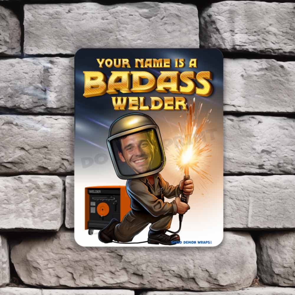 Customized Bad Ass Welder Metal Sign Portrait From Photo 