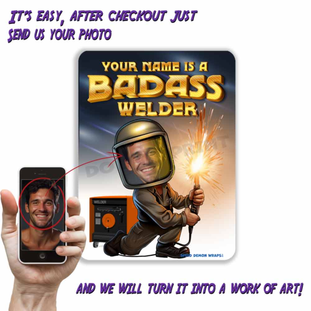 Customized Bad Ass Welder Metal Sign Caricature