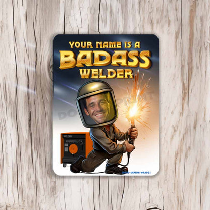 Customized  Bad Ass Welder Metal Sign Portrait From Photo Caricature