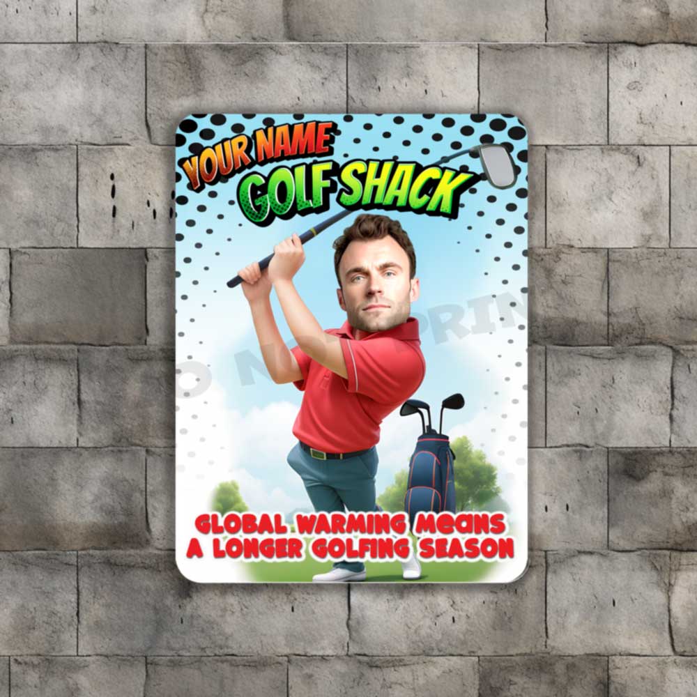 Personalized Golf Shack Metal Sign Global Warming Means A Longer Golfing Season