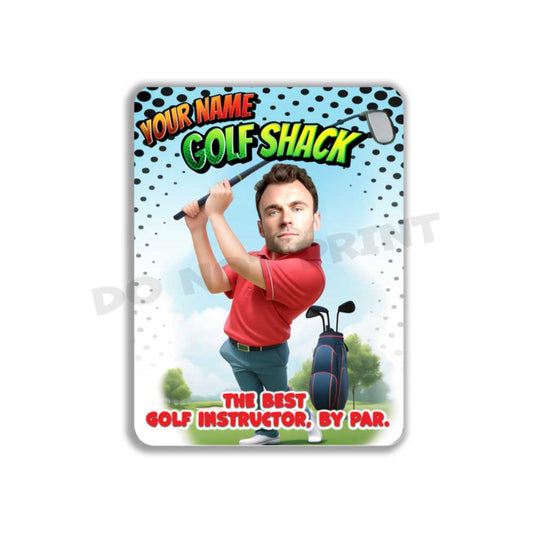 Personalized Golf Shack Metal Sign Best InstructorCustom Retirement Golf Shack Caricature Golfing Portrait from Photo Metal Sign