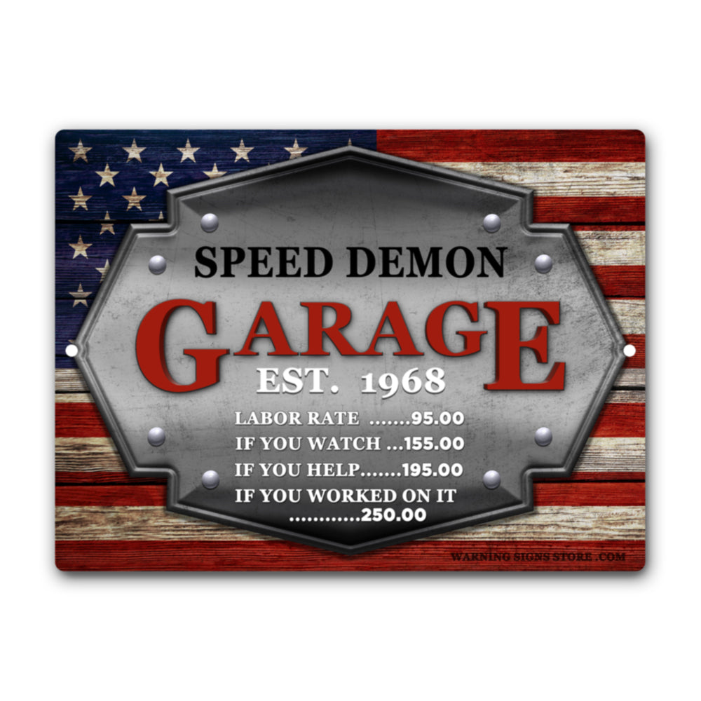 Personalized American Flag Garage Metal Sign