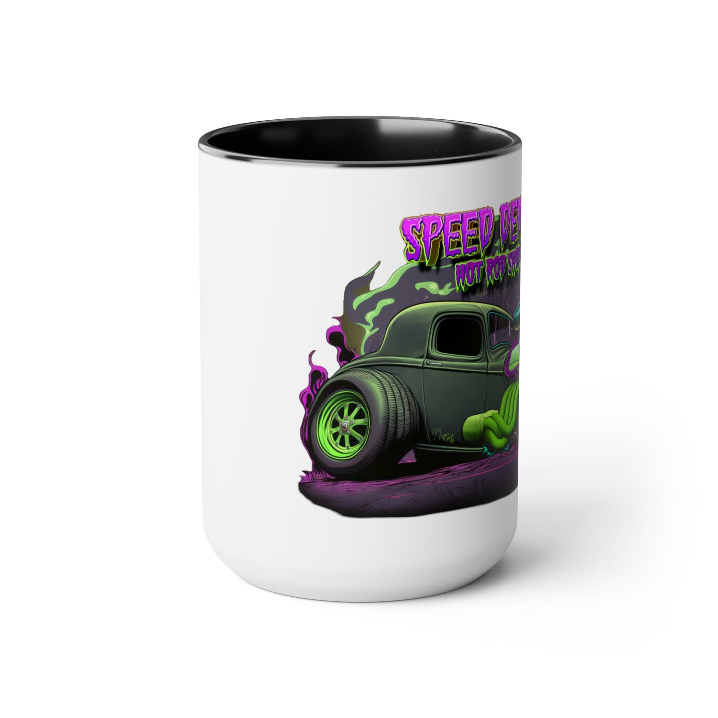 32 Ford Pink & Green Rat Rod - Speed Demon Hot Rod Shop Accent Coffee Mug 15oz