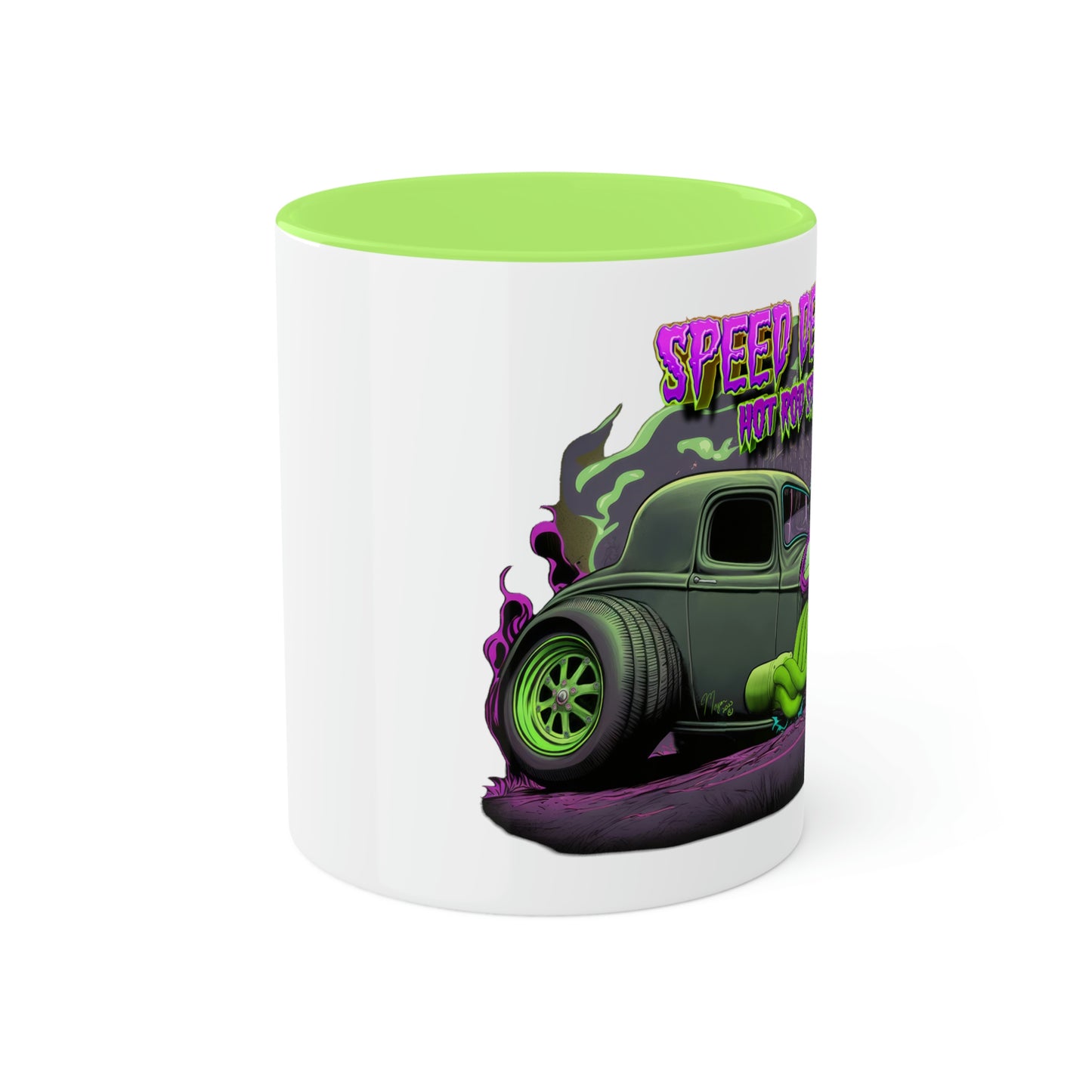 32 Ford Pink & Green Rat Rod - Speed Demon Hot Rod Shop Accent Coffee Mug 11oz